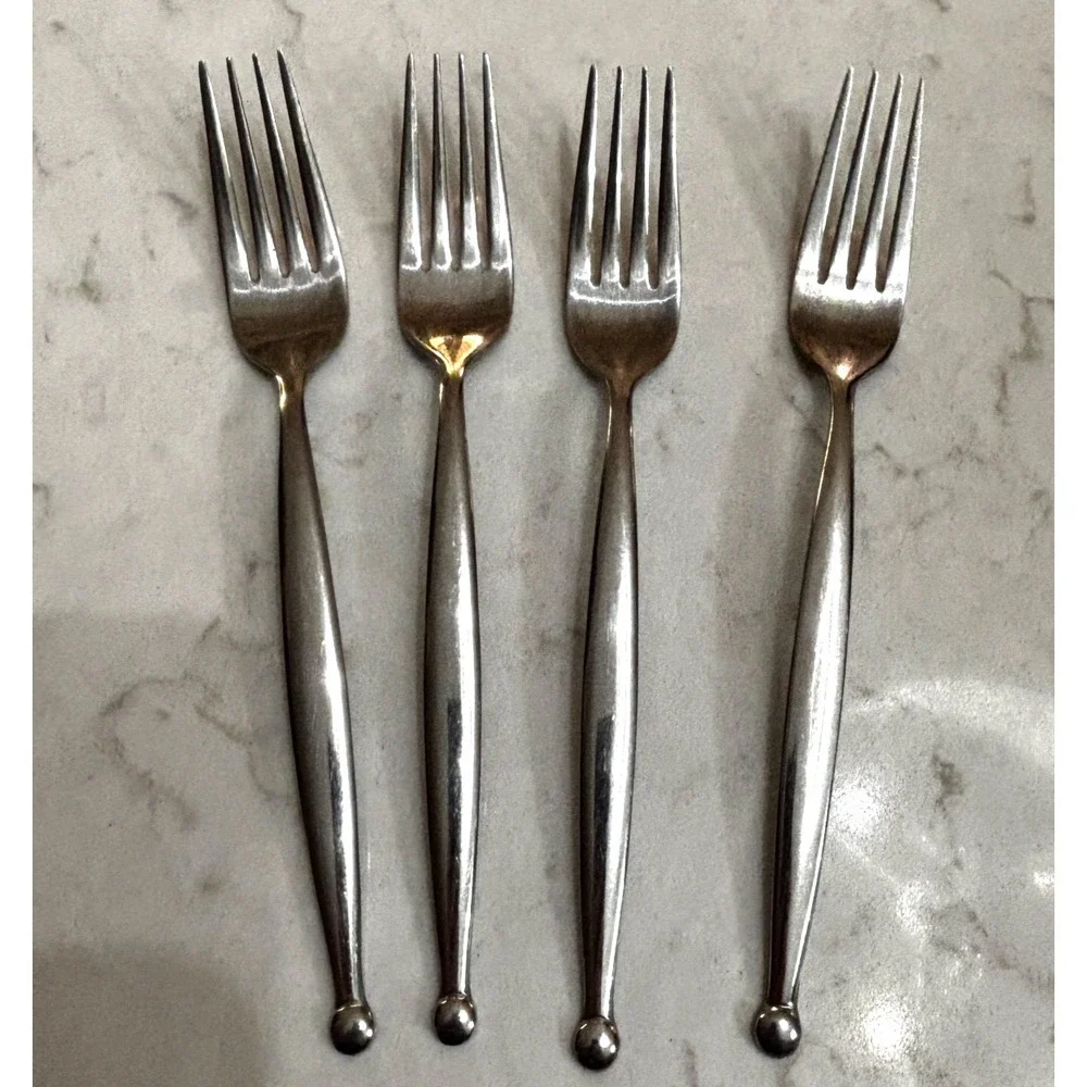 Farberware Dot Dinner Forks Set of 4 Stainless Flatware Replacement Contemporary